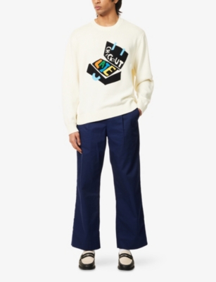 LATE CHECKOUT: Suitcase Embroidered-Branding Cotton-Knit Jumper