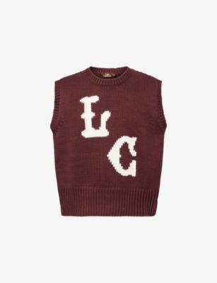 LATE CHECKOUT: Instarsia-Logo Cotton-Knit Vest