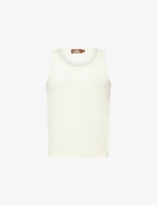 LATE CHECKOUT: Sleeveless Open-Work Cotton-Knit Top