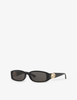 Gucci Interlocking G Rectangle-frame Sunglasses In Black