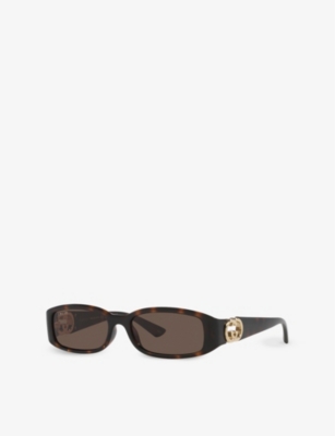 Gucci Eyewear Rectangle Frame Sunglasses In Brown
