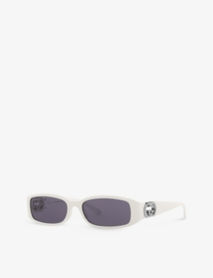 Gucci Womens White Gg1661s Rectangle-frame Acetate Sunglasses In White