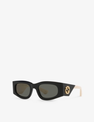 Gucci Womens Black Gg1664s Square-shape Acetate Sunglasses In Black