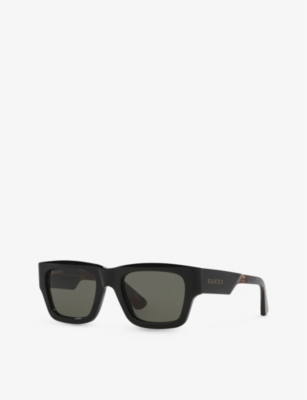 Gucci Womens Black Gg1668s Square-shape Acetate Sunglasses In Black