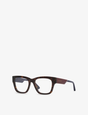 Gucci Womens Gc002290 Rectangle-frame Acetate Optical Glasses Brown