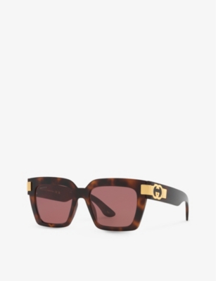 Gucci Womens Gg1689s Square-shape Acetate Sunglasses Brown In Brown