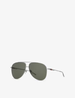 Gucci Womens Silver Gg1677s Aviator Metal Sunglasses In Silver