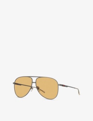 Gucci Womens Silver Gg1677s Aviator Metal Sunglasses
