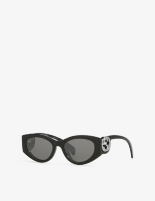 Gucci Womens Black Gg1691s Cat Eye-frame Acetate Sunglasses In Black
