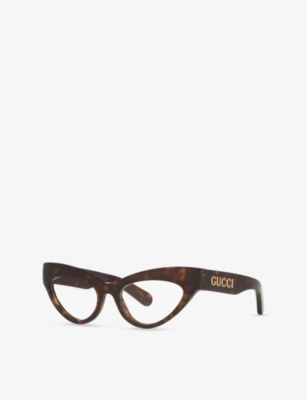 Gucci Womens Brown Gg1295o Cat Eye-frame Acetate Optical Glasses