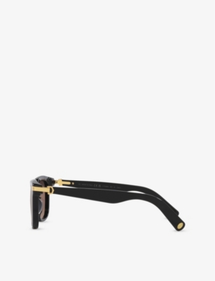 Cartier Womens  Ct0396s Rectangle-frame Tortoiseshell Acetate Sunglasses In Black
