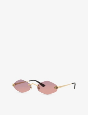 Cartier Womens Ct0433s Cat Eye-frame Metal Sunglasses Gold In Gold
