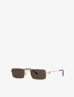 CARTIER: CT0501S Rectangle-Frame Metal Sunglasses