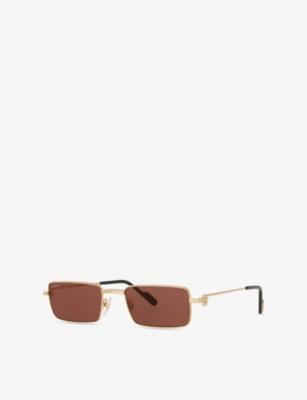 Cartier Womens Gold Ct0501s Rectangle-frame Metal Sunglasses