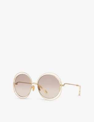 Chloé Womens Gold Ch0045s Round-frame Metal Sunglasses In Gold