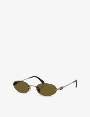 Miu Miu Womens Gold A54s Oval-frame Metal Sunglasses In Gold