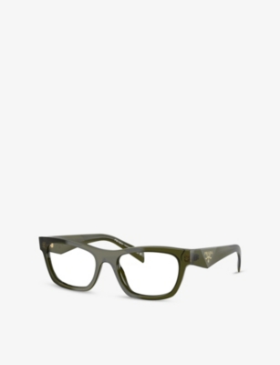 Prada Womens Pr B01v Butterfly-frame Acetate Optical Glasses Brown