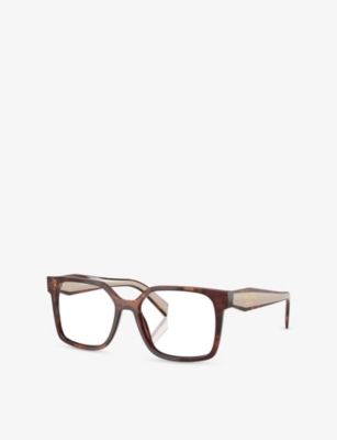 Prada Pr B03v Rectangle-frame Acetate Optical Glasses In Brown