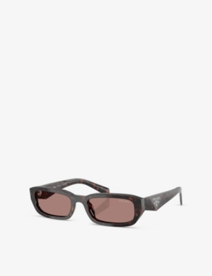 Prada Womens Brown B06s Rectangle-shape Acetate Sunglasses In Brown