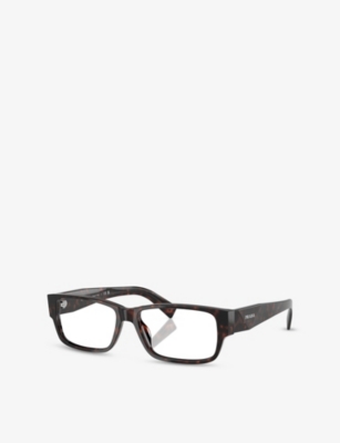 Prada Womens Brown Prb09v Rectangle-frame Acetate Optical Glasses