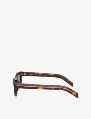 Prada Womens Brown Pr B11s Rectangle-frame Acetate Sunglasses In Brown