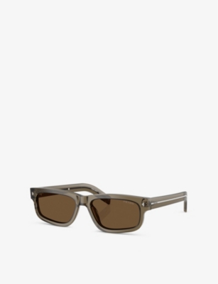 Prada Womens  Pr B11s Rectangle-frame Acetate Sunglasses In Cream