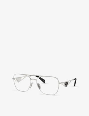 Prada Womens Pr B50v Pilot-frame Steel Optical Glasses Silver In Silver