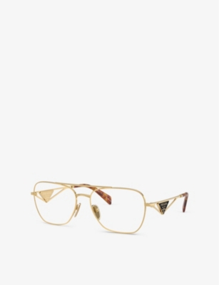Prada Womens Pr B50v Pilot-frame Steel Optical Glasses Gold In Gold