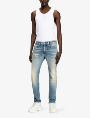 DIESEL: 1979 Sleenker Distressed Skinny-Leg Stretch-Denim Jeans