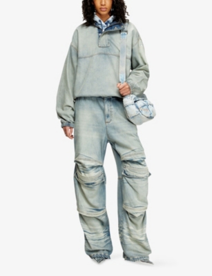 DIESEL: D-Dayetz 0abdf Relaxed-Fit Wide-Leg Stretch-Denim Jeans