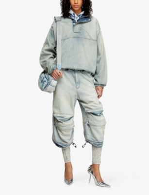 DIESEL: D-Flow-S1 Faded-Wash Denim Pullover Jacket