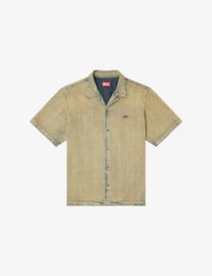 DIESEL: D Nabil Logo-Embroidered Short-Sleeve Denim Shirt