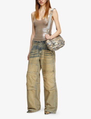 DIESEL: D Shift Logo-Embroidered Low-Rise Wide-Leg Jeans