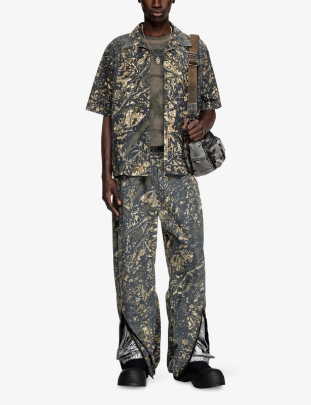 P Lint Camo-Print Elasticated-Waist Cotton Trousers