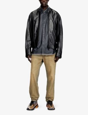 Diesel L-krix Leather Biker Jacket In 9xx