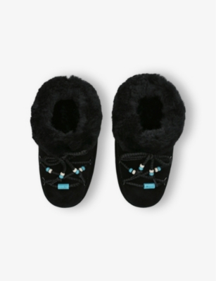 Moon Boot Mule Suede Beads Boots And Ankle Boots In Black