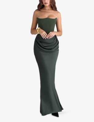 House Of Cb Womens Green Persephone Corset Woven Maxi Dress In Green