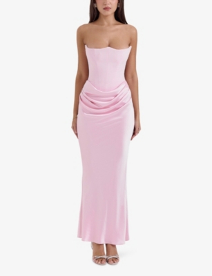House Of Cb Womens Rose Shadow Persephone Corset Woven Maxi Dress In Rose Shadow