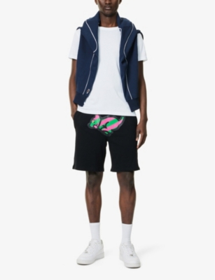 Shop Icecream Mens Black Running-puppy Relaxed-fit Straight-leg Cotton-jersey Shorts