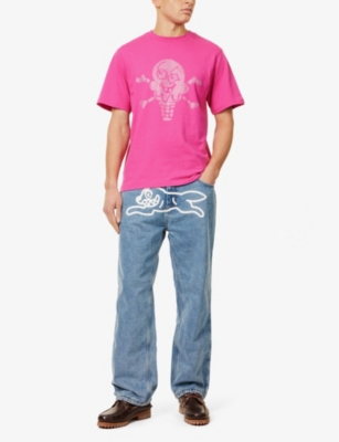 ICECREAM MENS CREWNECK RHINESTONE-EMBELLISHED COTTON-JERSEY T-SHIRT PINK XL 