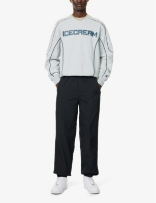 Shop Icecream Mens Grey Training Crewneck Cotton-jersey Sweatshirt