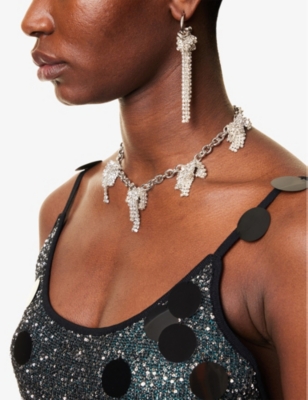 Shop Justine Clenquet Womens Sammy Palladium-plated Brass Necklace