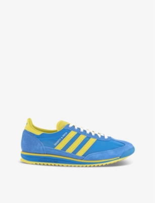 Adidas Originals Womens Real Blue Light Yellow W Adidas X Sporty & Rich Sl 72 Suede And Mesh Low-top Trainers In Real Blue Light Yellow W