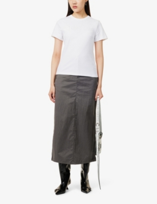 Holzweiler Womens  Mandel Two-slip-pockets Woven-blend Midi Skirt In Grey