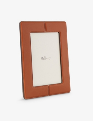 MULBERRY: "Contrast-stitching large leather-blend photo frame 7x5"""