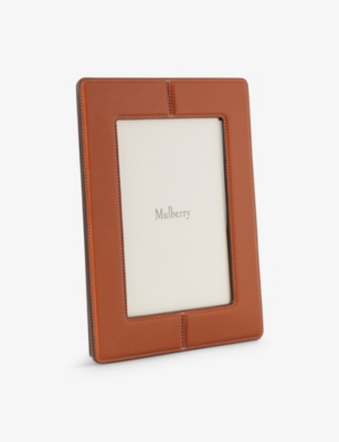 MULBERRY: "Contrast-stitching medim leather-blend photo frame 6x4"""