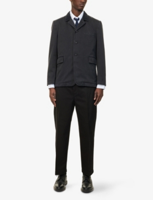 THOM BROWNE: Cutaway Corduroy-Collar Cotton Blazer