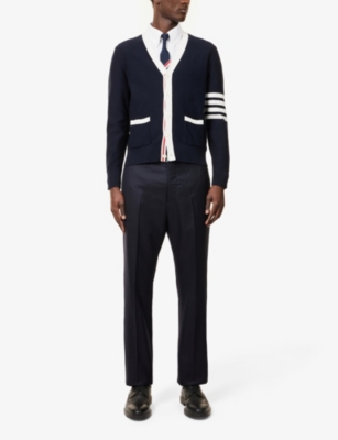 THOM BROWNE: V-Neck Long-Sleeve Cotton Cardigan