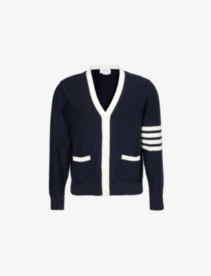 THOM BROWNE: V-Neck Long-Sleeve Cotton Cardigan