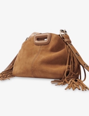 Maje Womens Miss M Mini Suede Shoulder Bag Bruns In Bruns